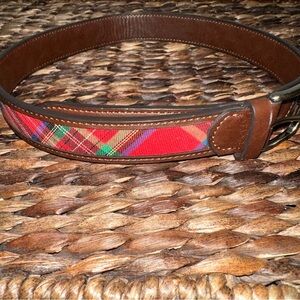Tartan plaid belt kids size medium‎ Red plaid and brown